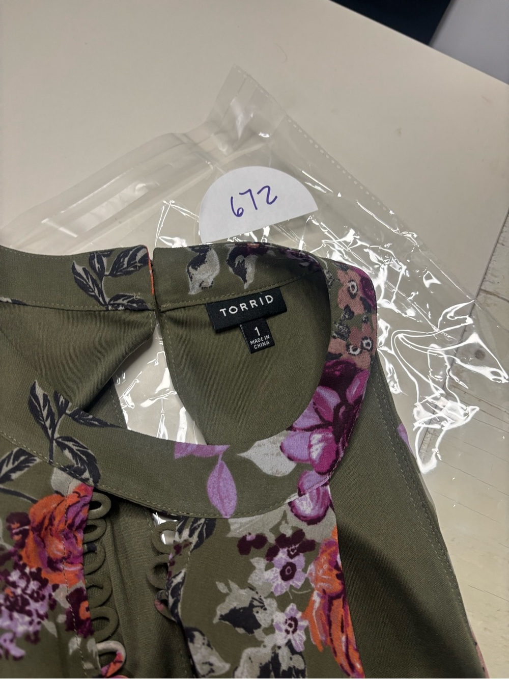 Torrid Dress Floral Olive Green Tiered Halter A Line Sleeveless Keyhole Size 1X - Picture 8 of 8